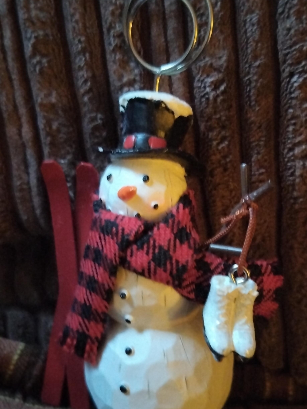 Holiday Snowman Pictures / Note Holder with Black/Red/White 5 In Tall